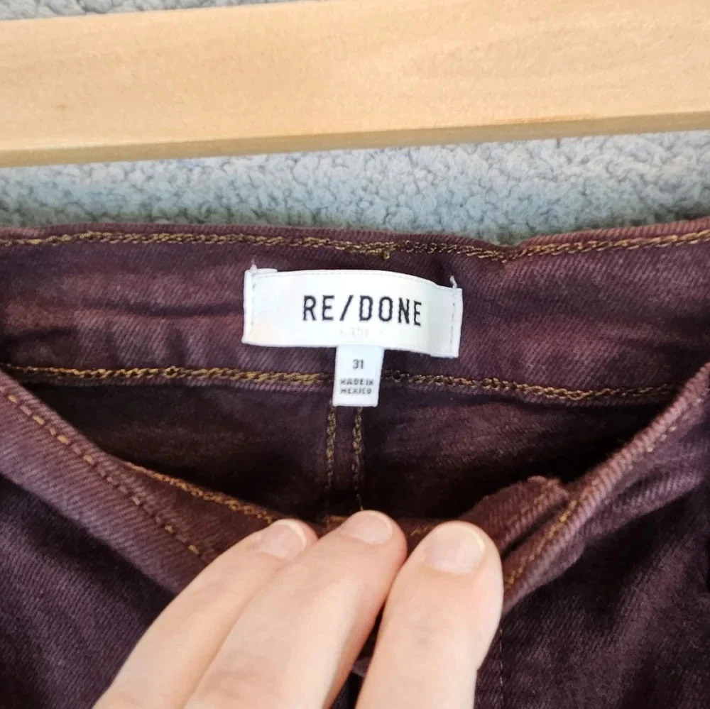 Re/Done Womens Washed Plum Denim 70s Ultra High Rise Stove Pipe Jeans Sz 31*